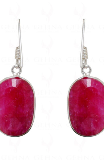 Ruby Oval Shaped Gemstone Studded 925 Sterling Silver Earrings SE04-1022