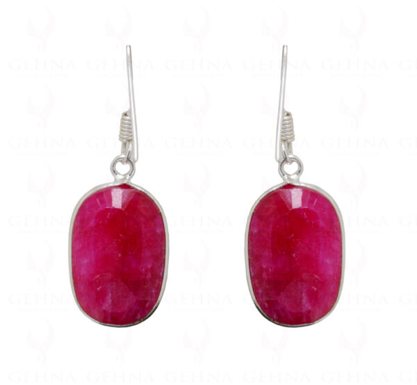 Ruby Oval Shaped Gemstone Studded 925 Sterling Silver Earrings SE04-1022