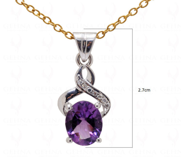 "Aaa" Amethyst Oval Shape Gemstone Studded 925 Sterling Silver Pendant Sp011022