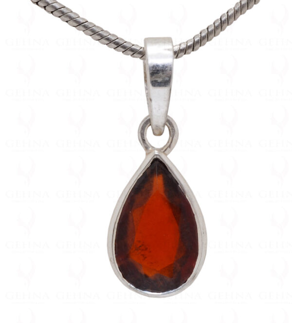 Hessonite Pear Shape Gemstone 925 Silver Pendant SP02-1023