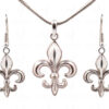 French Bourbon Lily Shaped 925 Sterling Silver Pendant & Earring Set SP04-1023