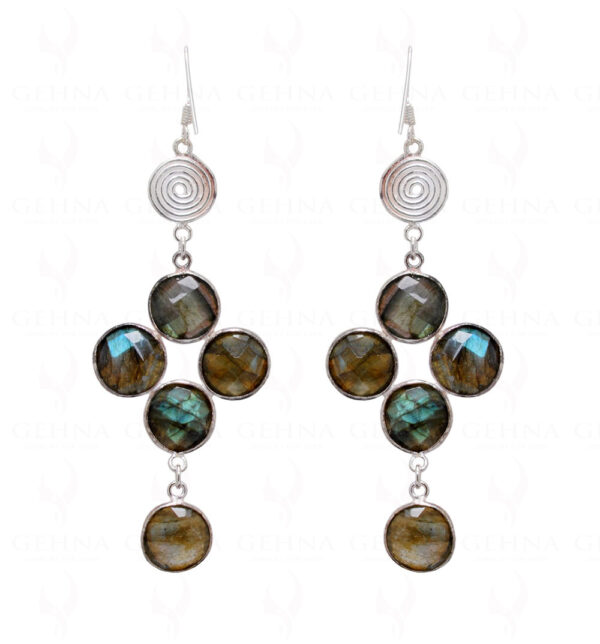 Labradorite Round Shaped Gemstone Studded 925 Sterling Silver Earrings SE04-1023