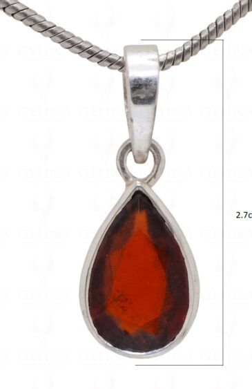 Hessonite Pear Shape Gemstone 925 Silver Pendant SP02-1023