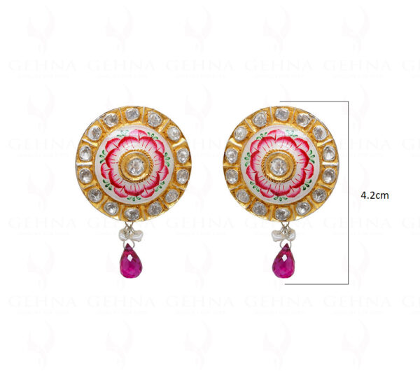Pearl & Tourmaline Gemstone With Enamel Work 925 Silver Earrings Se031023