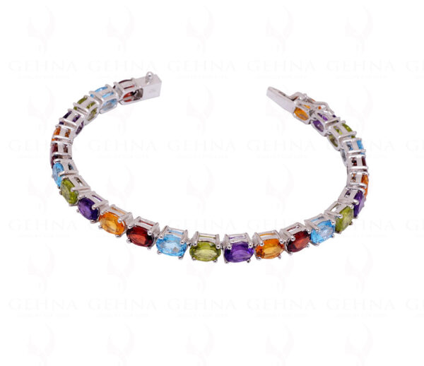 Topaz Amethyst Citrine Garnet Peridot Gemstone 925 Solid Silver Bracelet Sb1024