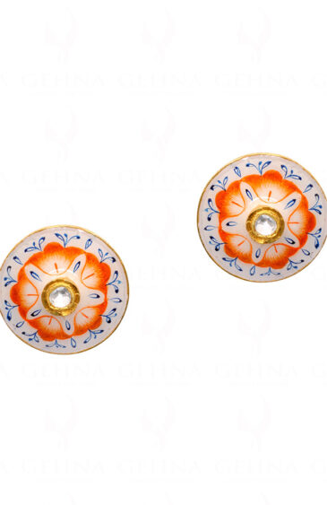 Topaz Gemstone Studded With Enamel Work 925 Sterling Silver Earrings Se031024