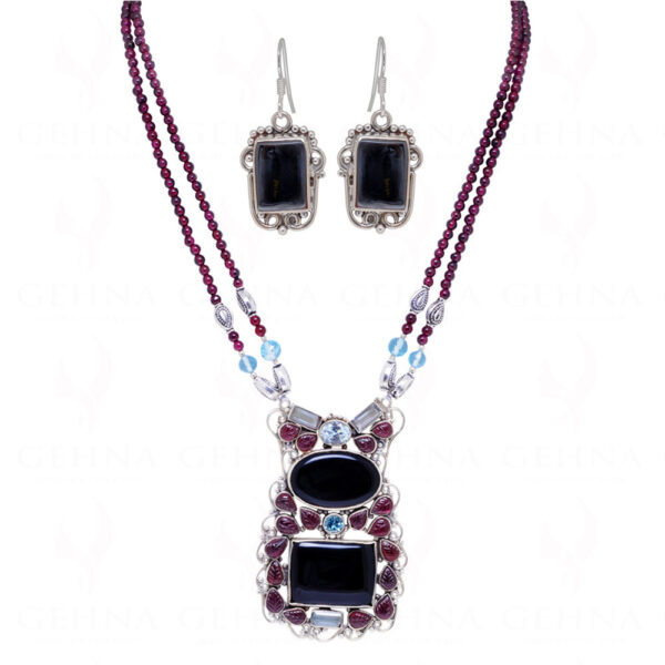 Spinel, Tourmaline & Topaz Gemstone Studded Necklace Set In 925 Silver SN-1024