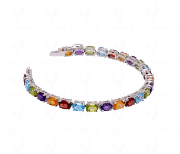 Topaz Amethyst Citrine Garnet Peridot Gemstone 925 Solid Silver Bracelet Sb1024