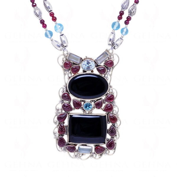 Spinel, Tourmaline & Topaz Gemstone Studded Necklace Set In 925 Silver SN-1024