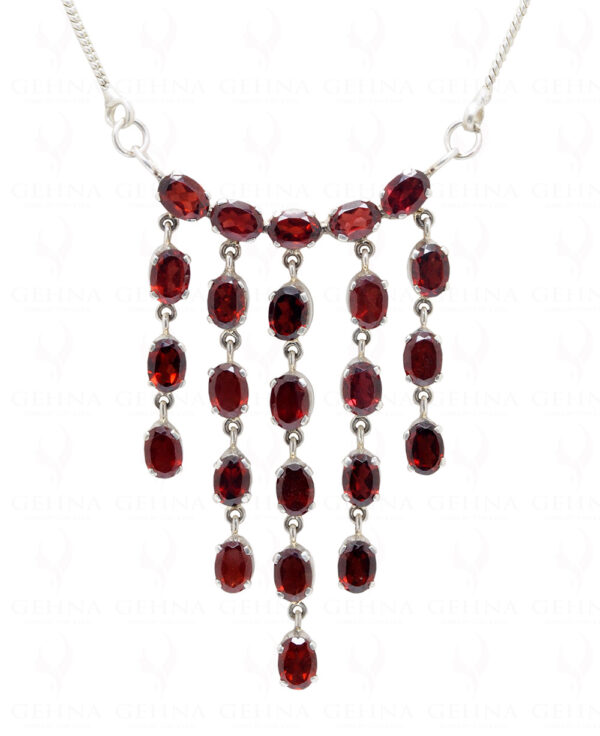 Red Garnet Gemstone Studded 925 Sterling Silver Pendent & Earring Set SP04-1024