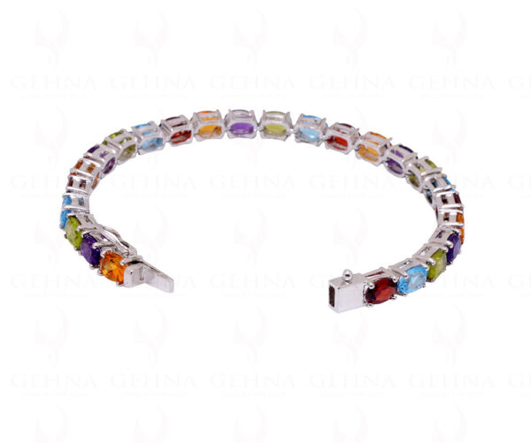 Topaz Amethyst Citrine Garnet Peridot Gemstone 925 Solid Silver Bracelet Sb1024