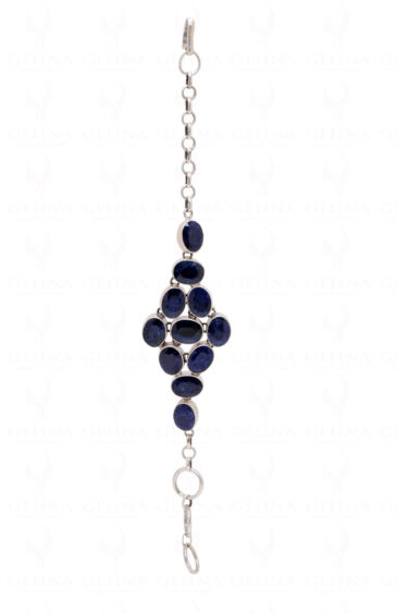 Blue Sapphire Gemstone Studded 925 Sterling Solid Silver Bracelet Sb1025