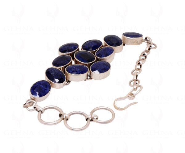 Blue Sapphire Gemstone Studded 925 Sterling Solid Silver Bracelet Sb1025