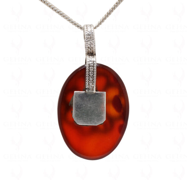 Carnelian Oval Shape Gemstone Studded 925 Sterling Silver Pendant Sp031025