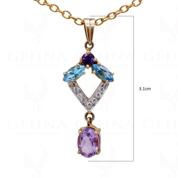 Amethyst Topaz Gemstone 925 Sterling Silver Pendant & Earring Set SP04-1025