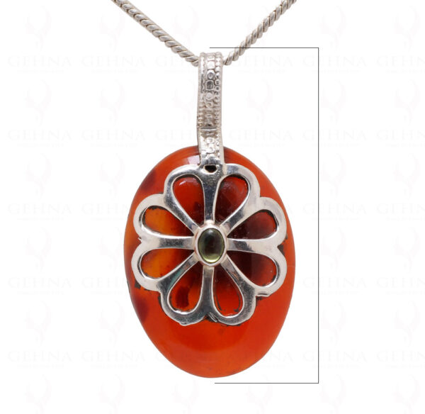 Carnelian Oval Shape Gemstone Studded 925 Sterling Silver Pendant Sp031025