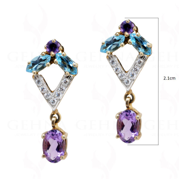 Amethyst Topaz Gemstone 925 Sterling Silver Pendant & Earring Set SP04-1025