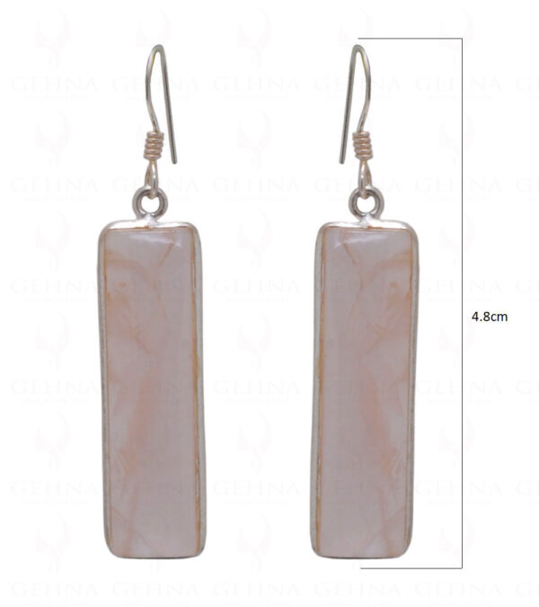 Rose Quartz Baguette Shaped Gemstone Studded 925 Solid Silver Earrings SE04-1025