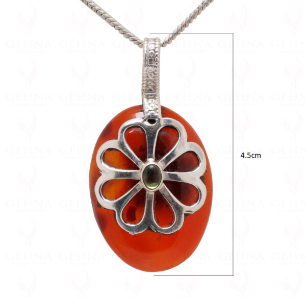 Carnelian Oval Shape Gemstone Studded 925 Sterling Silver Pendant Sp031025