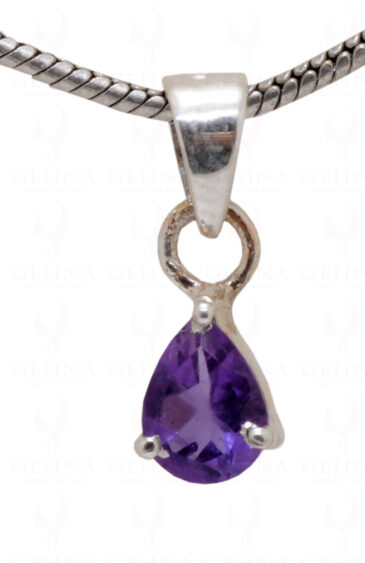 Amethyst Pear Gemstone 925 Silver Pendant SP02-1026