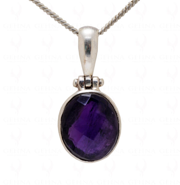 Amethyst Oval Shape Gemstone Studded 925 Sterling Silver Pendant Sp031026