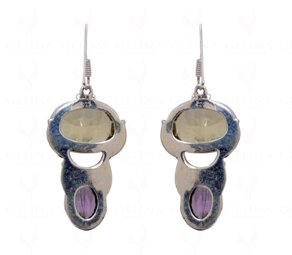 Concave Cutting Lemon Topaz & Amethyst  925 Sterling Silver Earrings SE04-1026