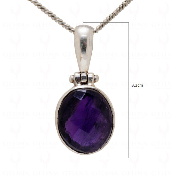 Amethyst Oval Shape Gemstone Studded 925 Sterling Silver Pendant Sp031026