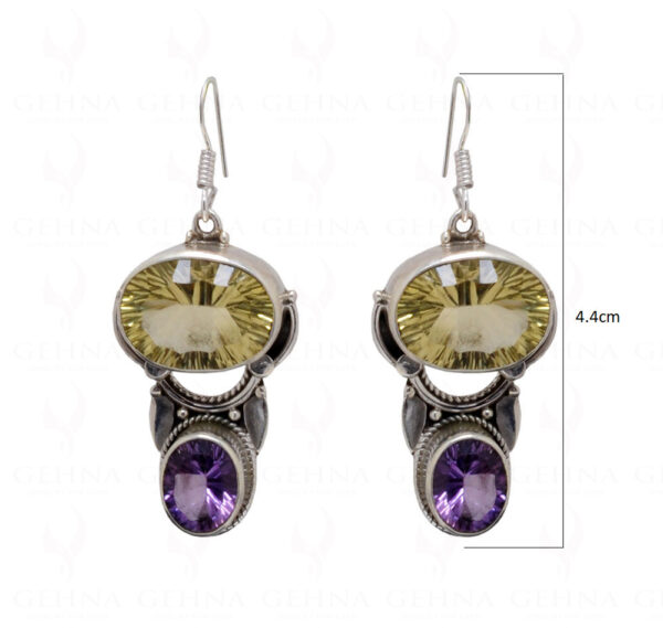 Concave Cutting Lemon Topaz & Amethyst  925 Sterling Silver Earrings SE04-1026