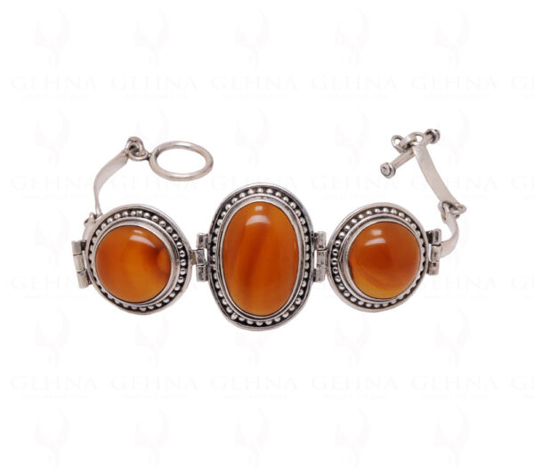 Carnelian Gemstone Studded 925 Sterling Solid Silver Bracelet Sb1027