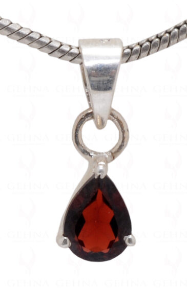 Red Garnet Pear Shape Gemstone 925 Silver Pendant SP02-1027