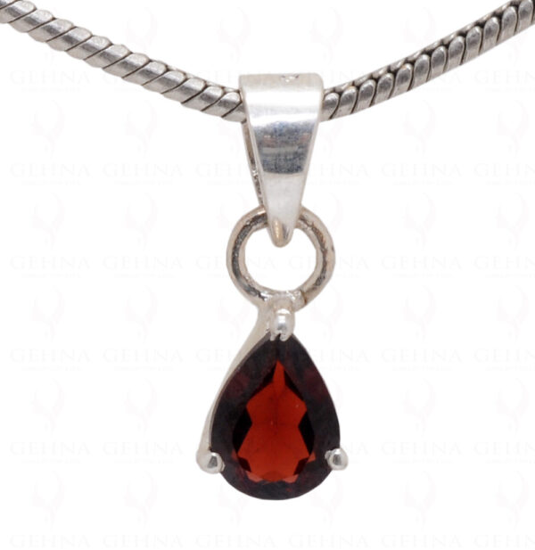 Red Garnet Pear Shape Gemstone 925 Silver Pendant SP02-1027