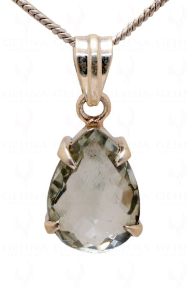 Green Amethyst Pear Shape Gemstone Studded 925 Sterling Silver Pendant Sp031027