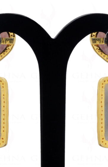 Ruby & Sapphire Gemstone Studded 925 Sterling Silver Earrings Se011027