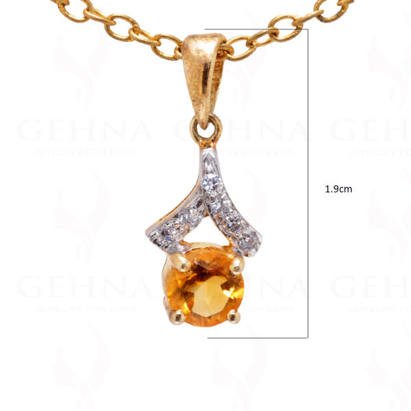 Citrine Gemstone Studded 925 Sterling Silver Pendant & Earring Set SP04-1027