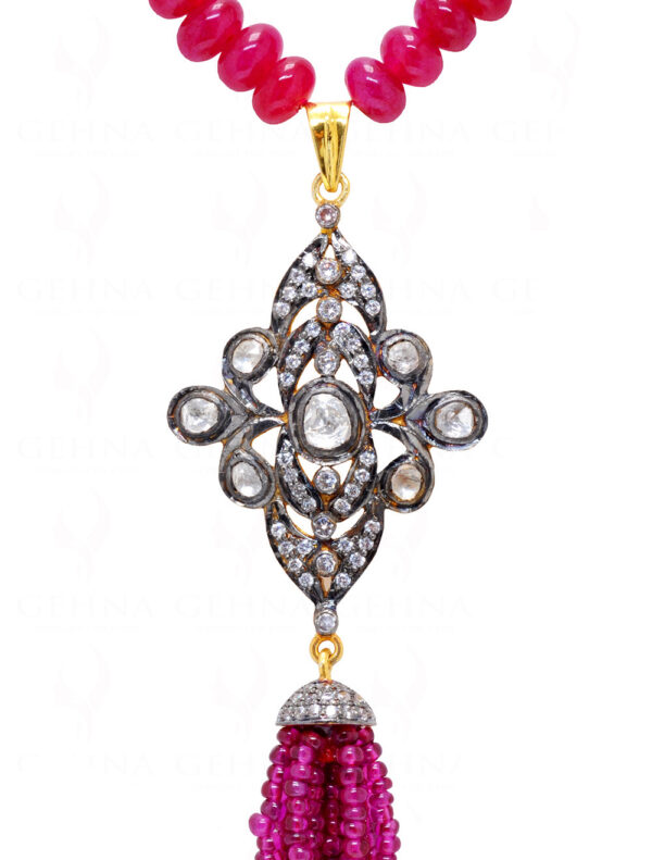 Ruby & Topaz Gemstone Necklace Set In 925 Sterling Silver SN-1027