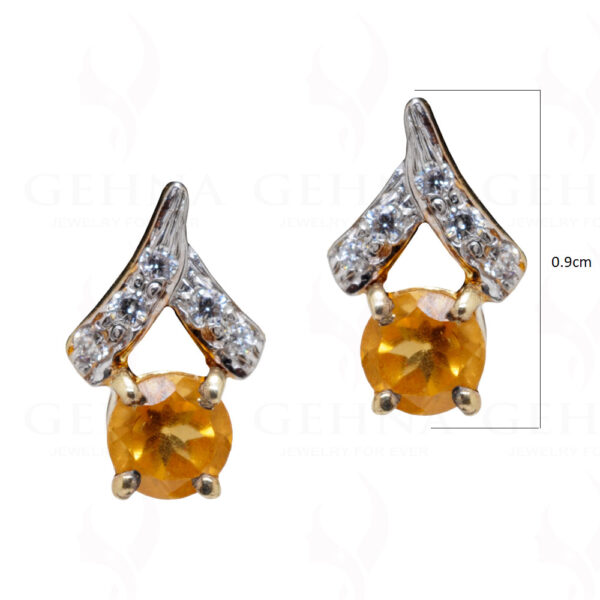 Citrine Gemstone Studded 925 Sterling Silver Pendant & Earring Set SP04-1027