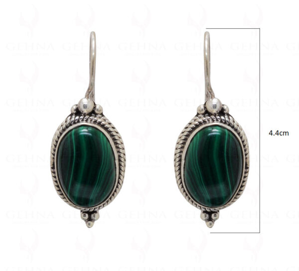 Malachite Oval Shaped Gemstone Studded 925 Sterling Silver Earrings SE04-1027