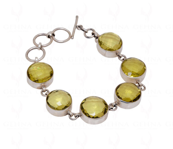 Lemon Topaz Gemstone Studded 925 Sterling Solid Silver Bracelet Sb1028