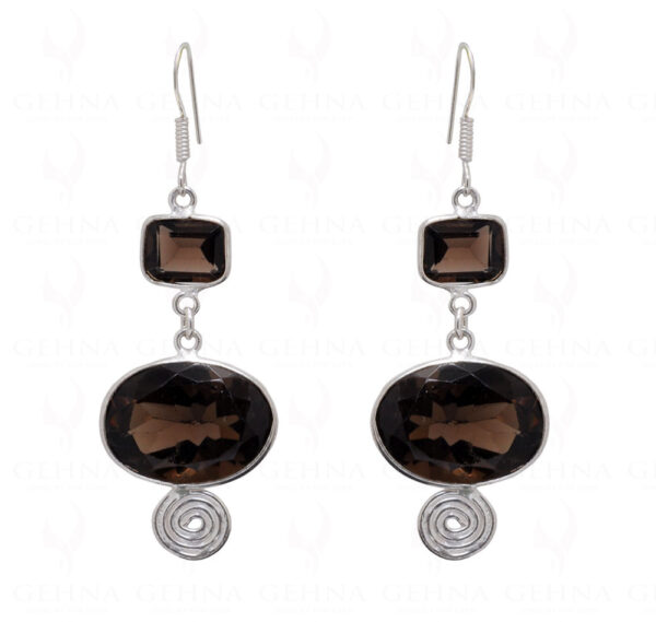 Smoky Quartz Gemstone Studded 925 Sterling Silver Earrings SE04-1028