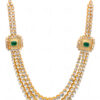 Green Jade & White Sapphire Gemstone Necklace In .925 Sterling Silver SN-1028