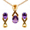 Amethyst Gemstone Studded 925 Sterling Silver Pendant & Earring Set SP04-1028