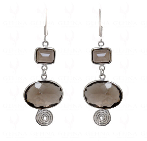 Smoky Quartz Gemstone Studded 925 Sterling Silver Earrings SE04-1028