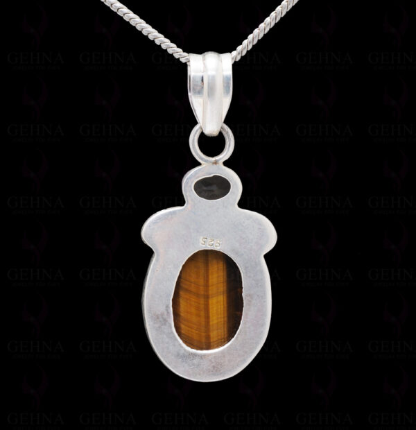 Tiger Eye & Citrine Gemstone Studded 925 Sterling Silver Pendant Sp031028