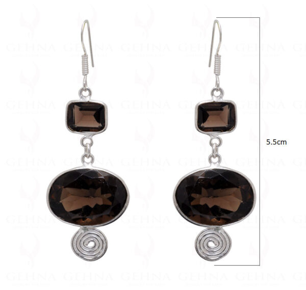 Smoky Quartz Gemstone Studded 925 Sterling Silver Earrings SE04-1028