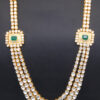 Green Jade & White Sapphire Gemstone Necklace In .925 Sterling Silver SN-1028
