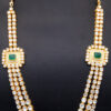 Green Jade & White Sapphire Gemstone Necklace In .925 Sterling Silver SN-1028