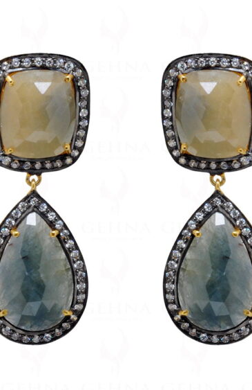 Natural Sapphire Gemstone Studded 925 Sterling Silver Earrings Se011029