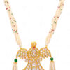 Pearl, Emerald, Ruby & Sapphire Studded Eagle Shaped Necklace In Silver SN-1029