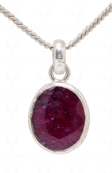 Ruby Oval Shape Gemstone 925 Silver Pendant SP02-1029