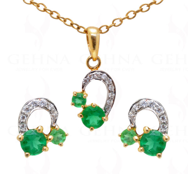 T-Savorite & Topaz Gemstone 925 Sterling Silver Pendant & Earring Set SP04-1029